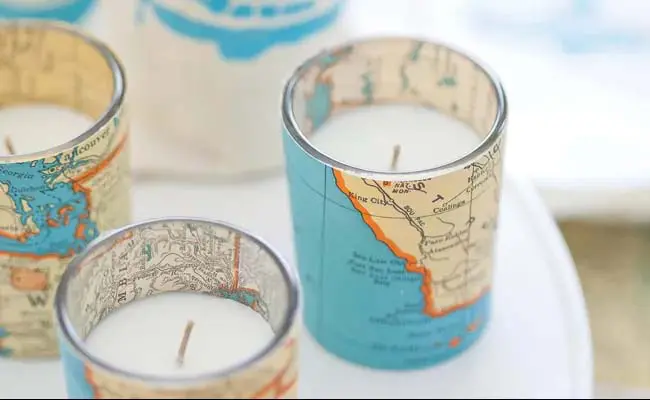 DIY Map Votive candles