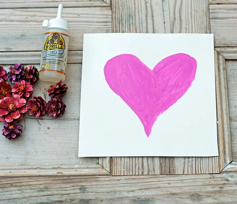 Painted pink heart of picture background