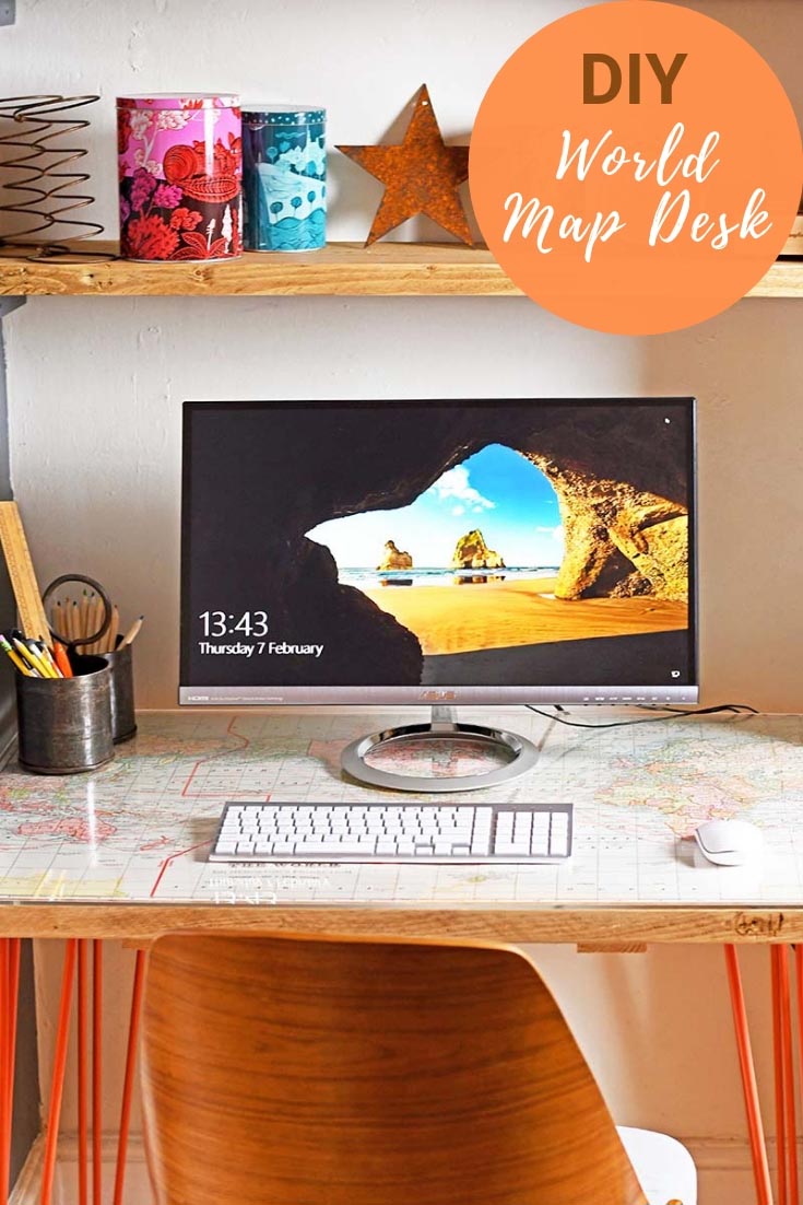 DIY world map desk