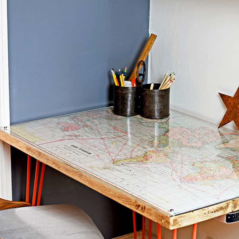 DIY world map desk