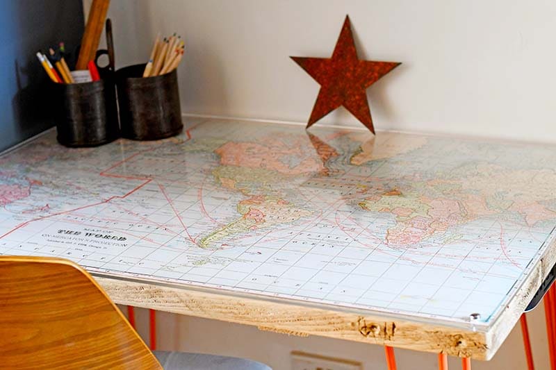 DIY unique world map desk