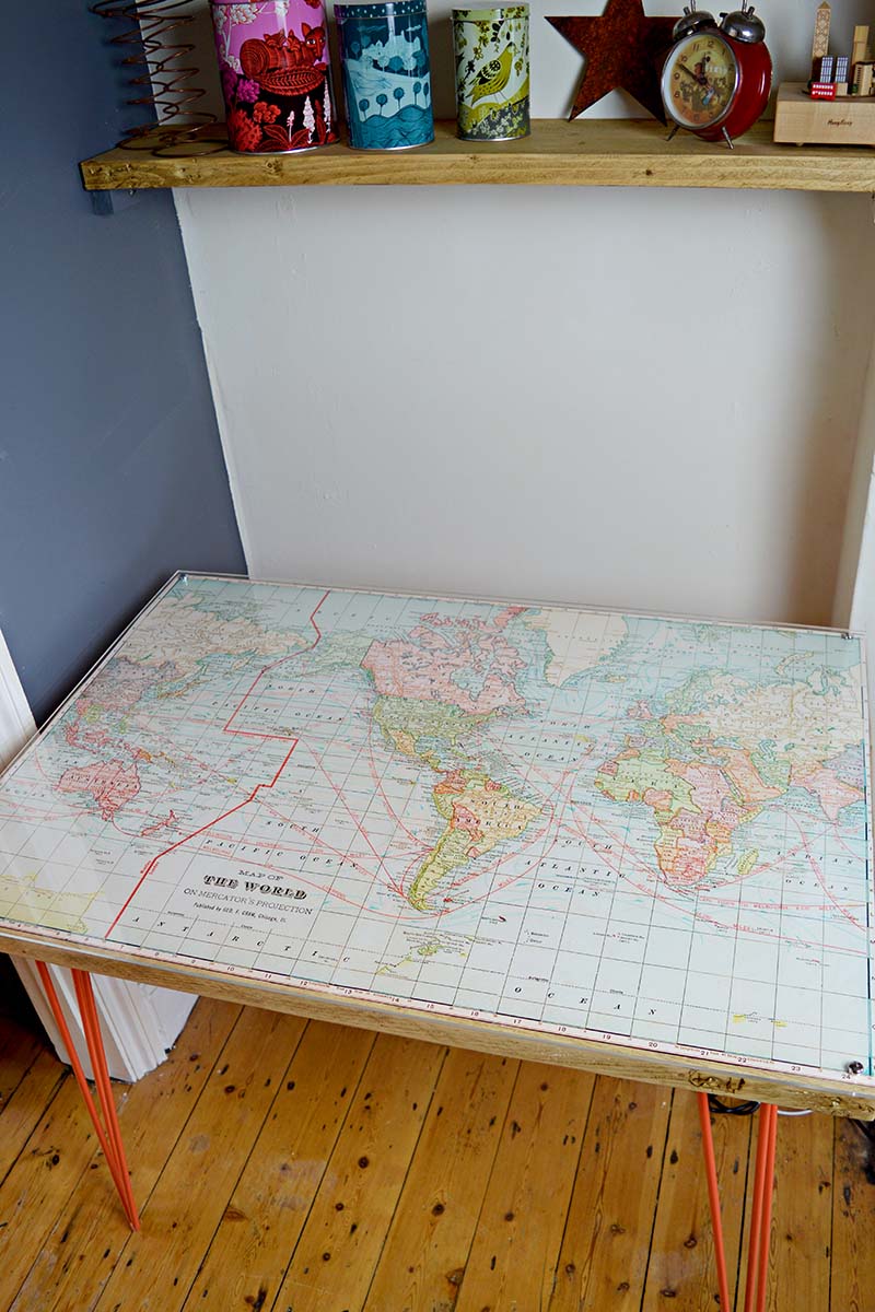 DIY world map desk