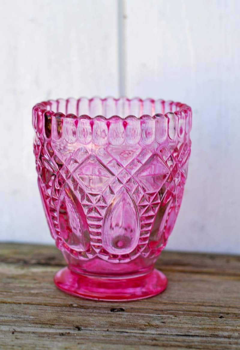 Raspberry painted glass