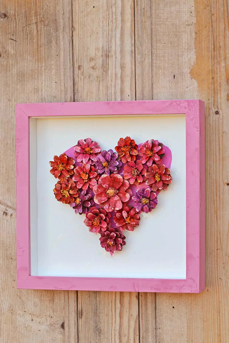 Pinecone flower heart for a Valentine's day decoration
