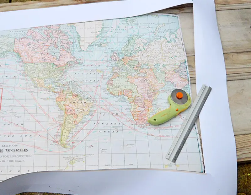 Cutting out printed map to size