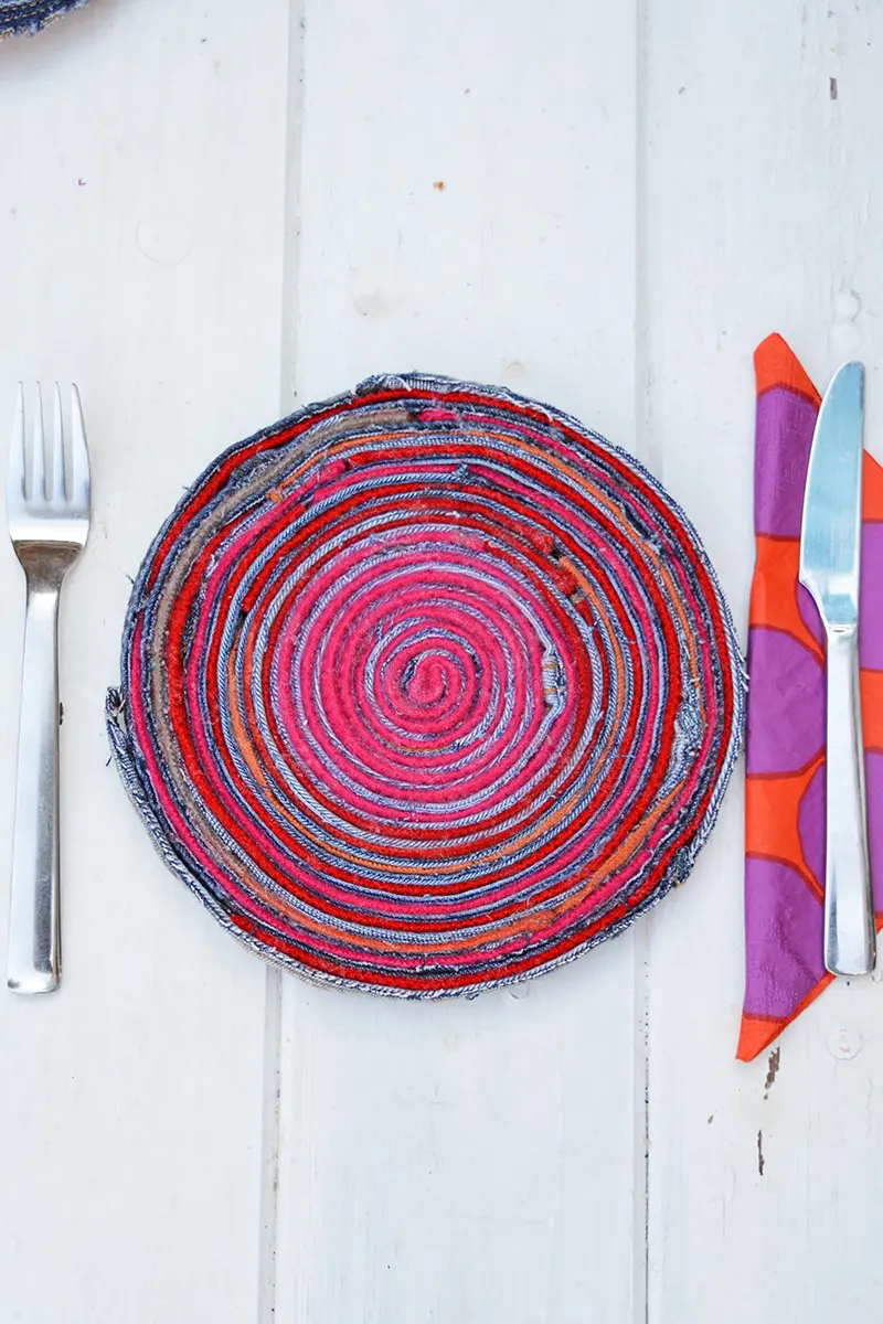 upcycled denim fabric placemat