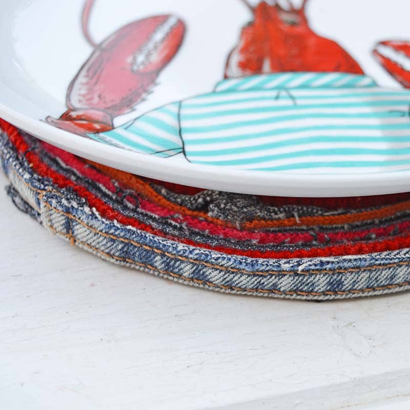 upcycled fabric placemat and plate
