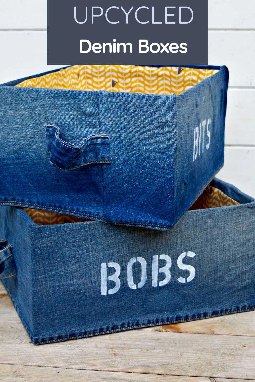 Upcycled denim storage boxes