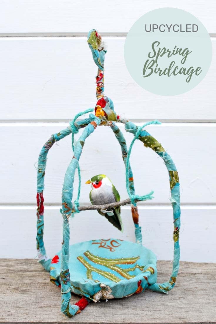 scrap fabric birdcage decoration