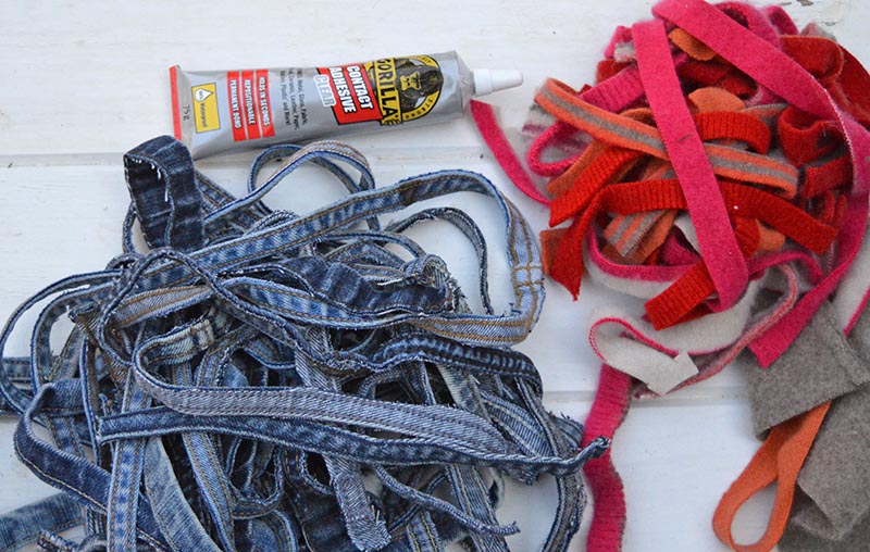 What you need to make denim and felt fabric placemats with Gorilla Glue.