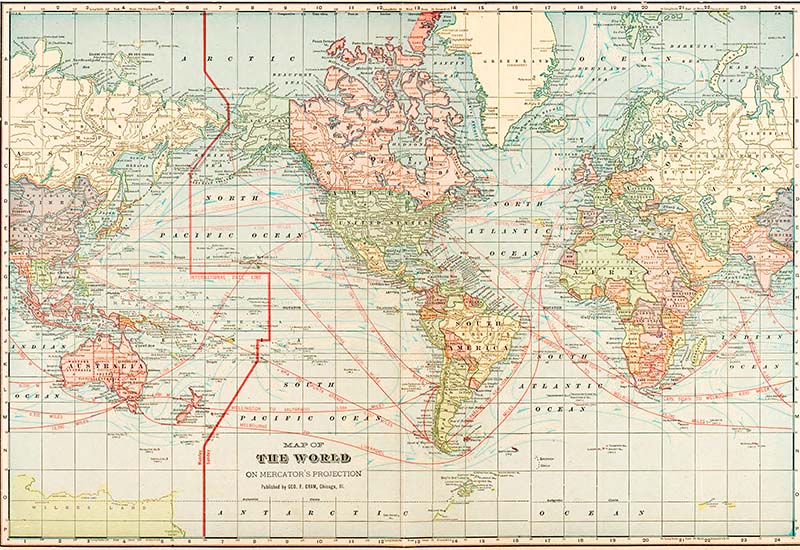 Map of the world for desk