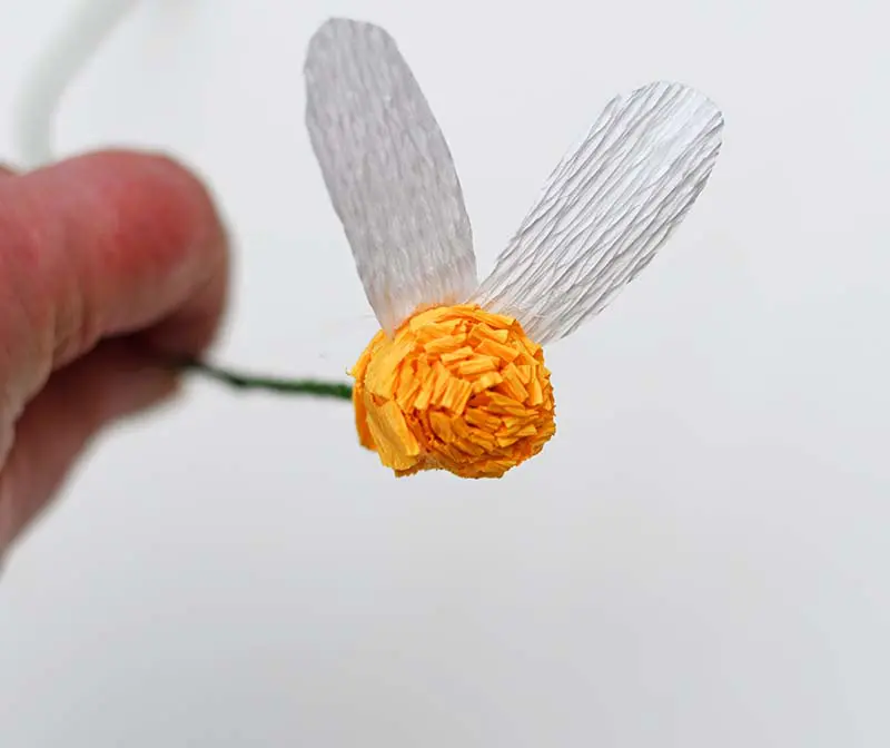 gluing small daisy petals