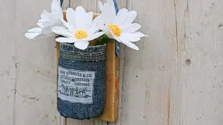 Denim mason jar vase