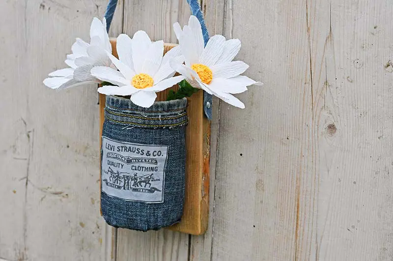 Denim mason jar vase