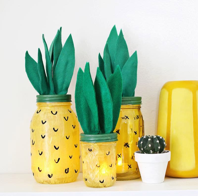 Pineapple mason jar lights