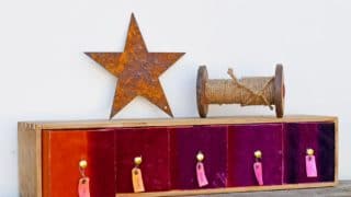 Small wooden drawers upcycle with velvet