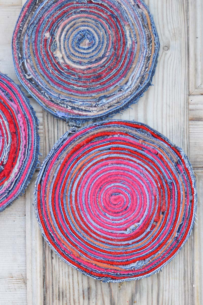 Upcycled denim placemats