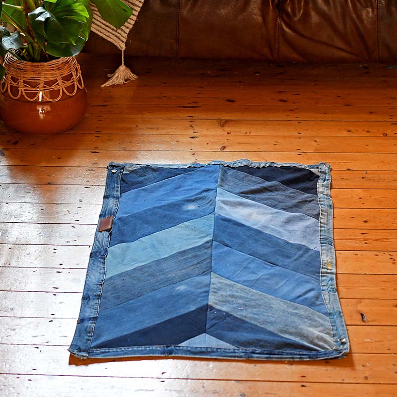 handmade chevron rug in study