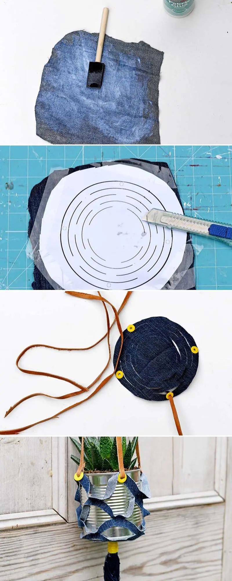 how to make denim recycled hanger planters