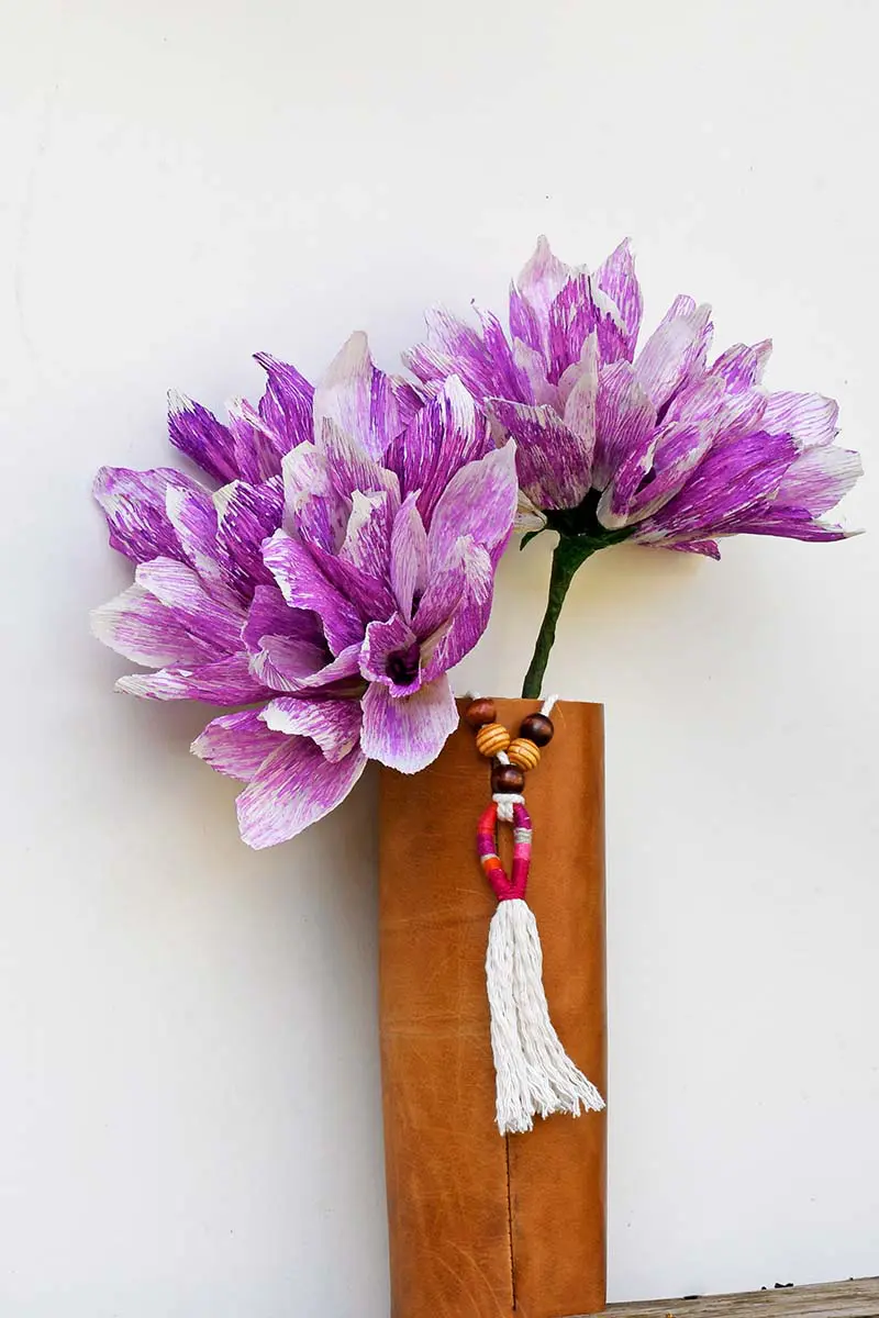 Boho vase and crepe paper flowers handmade