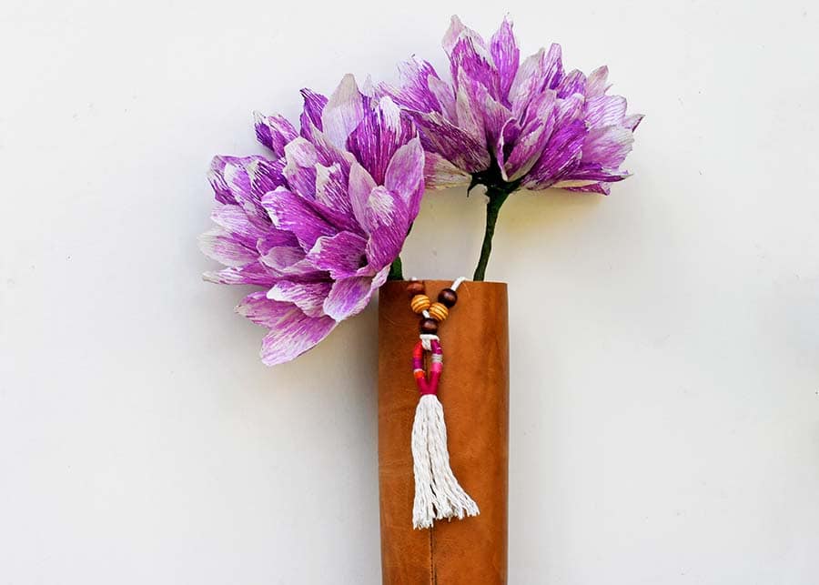 Boho vase and crepe paper flowers handmade