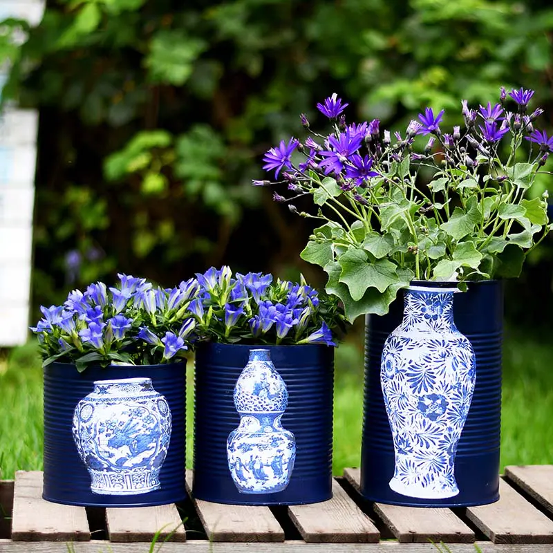 oppervlakte Tether Hub Fun and Unique DIY Oriental Vase Flower Pots - Pillar Box Blue