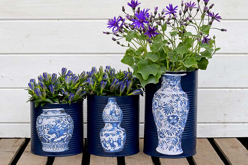 oppervlakte Tether Hub Fun and Unique DIY Oriental Vase Flower Pots - Pillar Box Blue