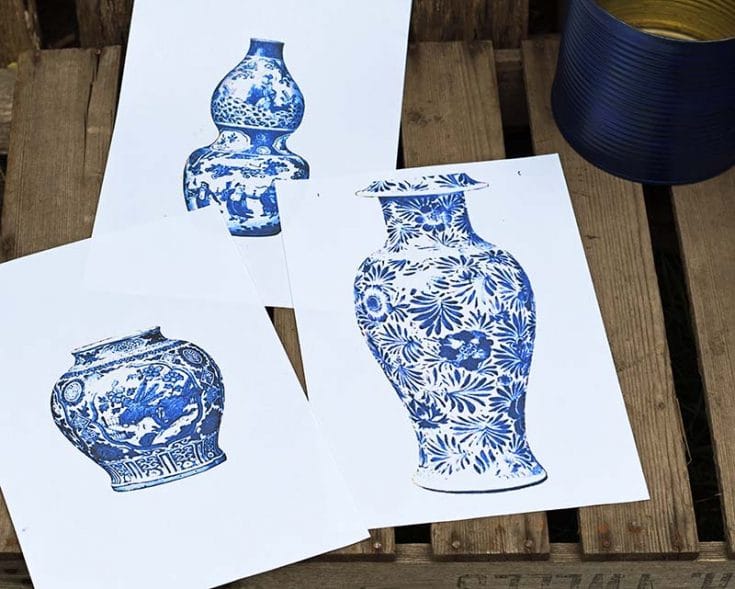Fun and Unique DIY Oriental Vase Flower Pots - Pillar Box Blue
