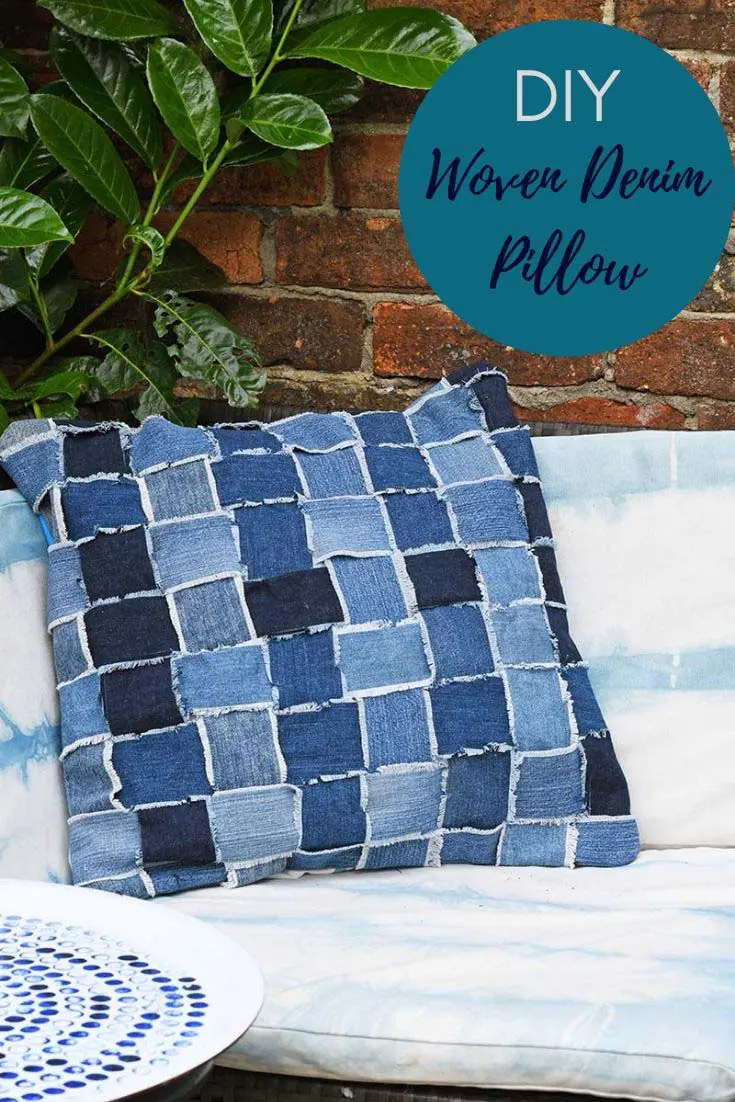 woven denim pillow