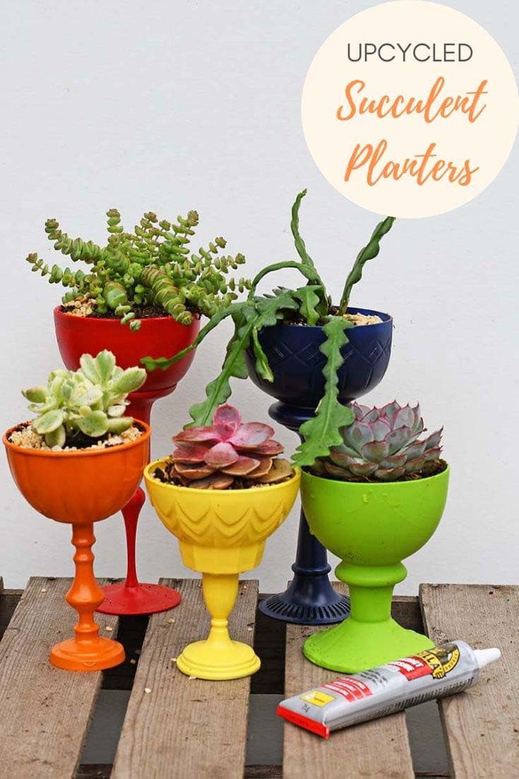 rainbow repurposed planters