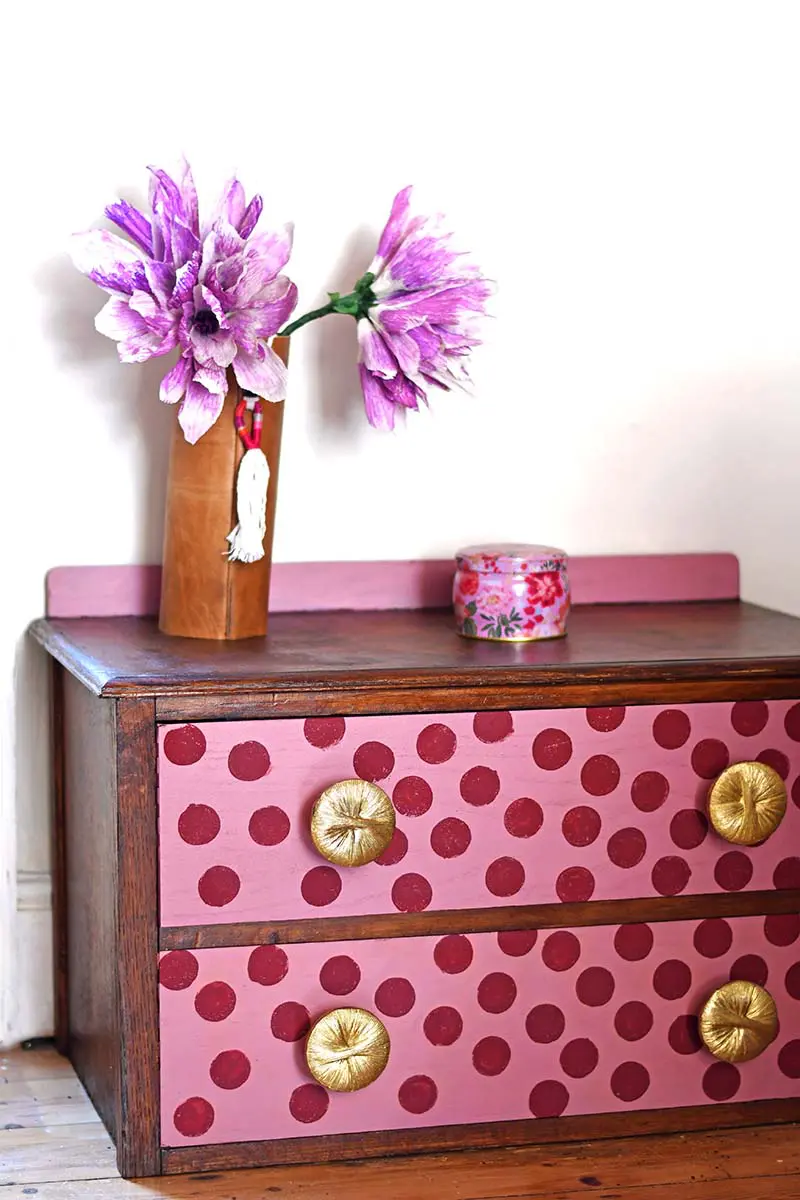 How to paint polka dots on furniture