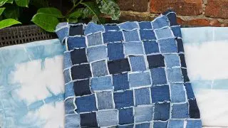 woven denim pillow