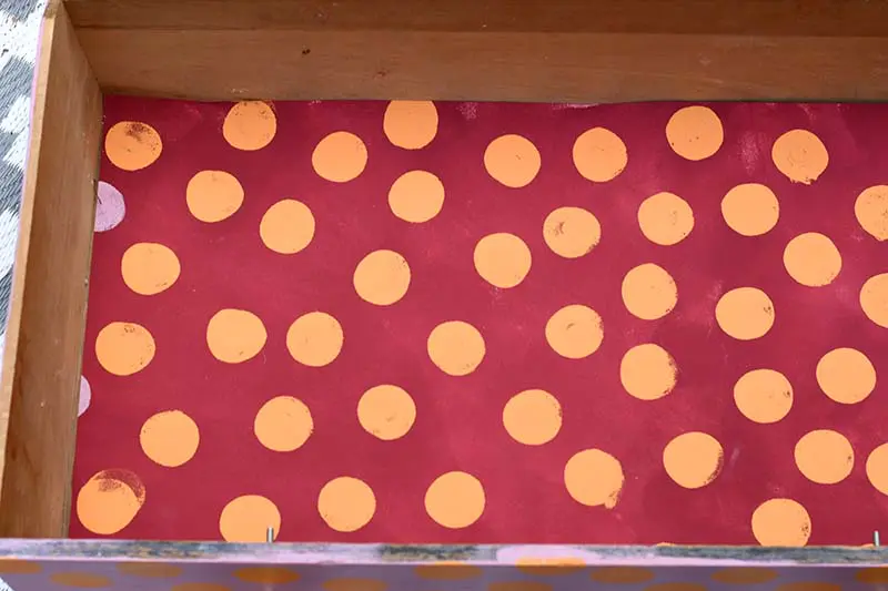 how to paint polka dot drawer liners