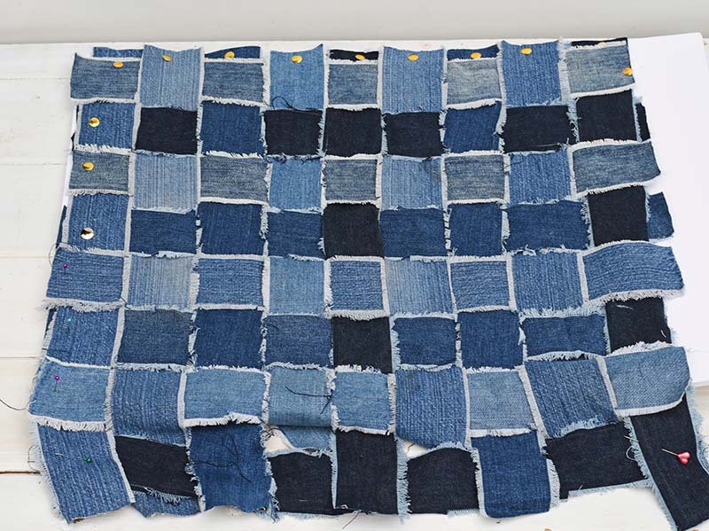 woven denim pillow strips