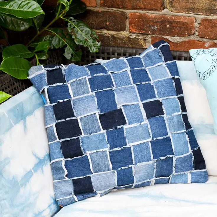 woven denim pillow