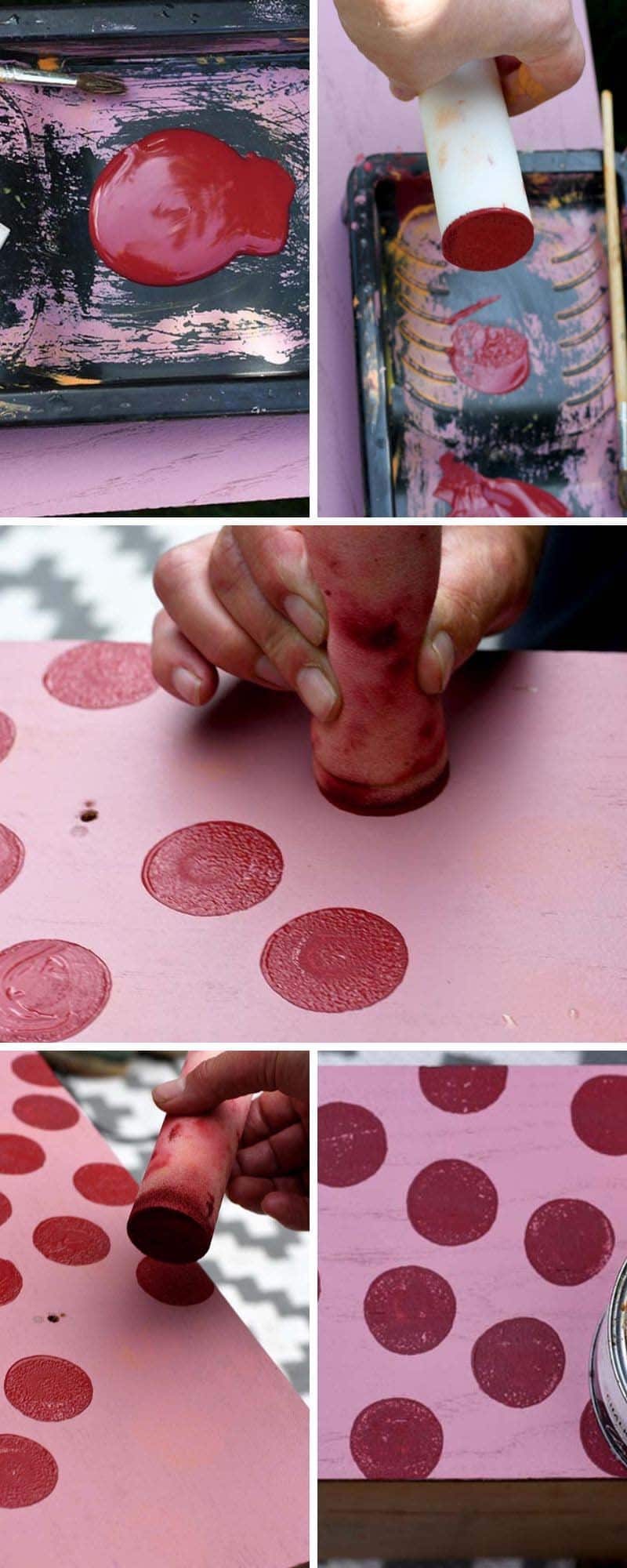 how to paint polka dots on furniture