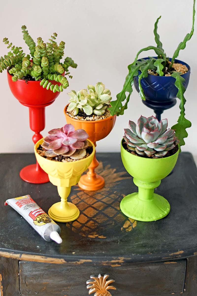 rainbow DIY repurposed planters