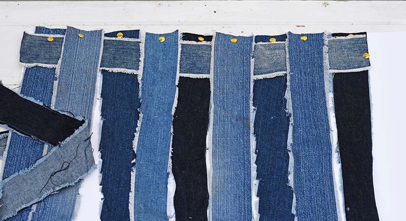 Weaving strips for woven denim pillow