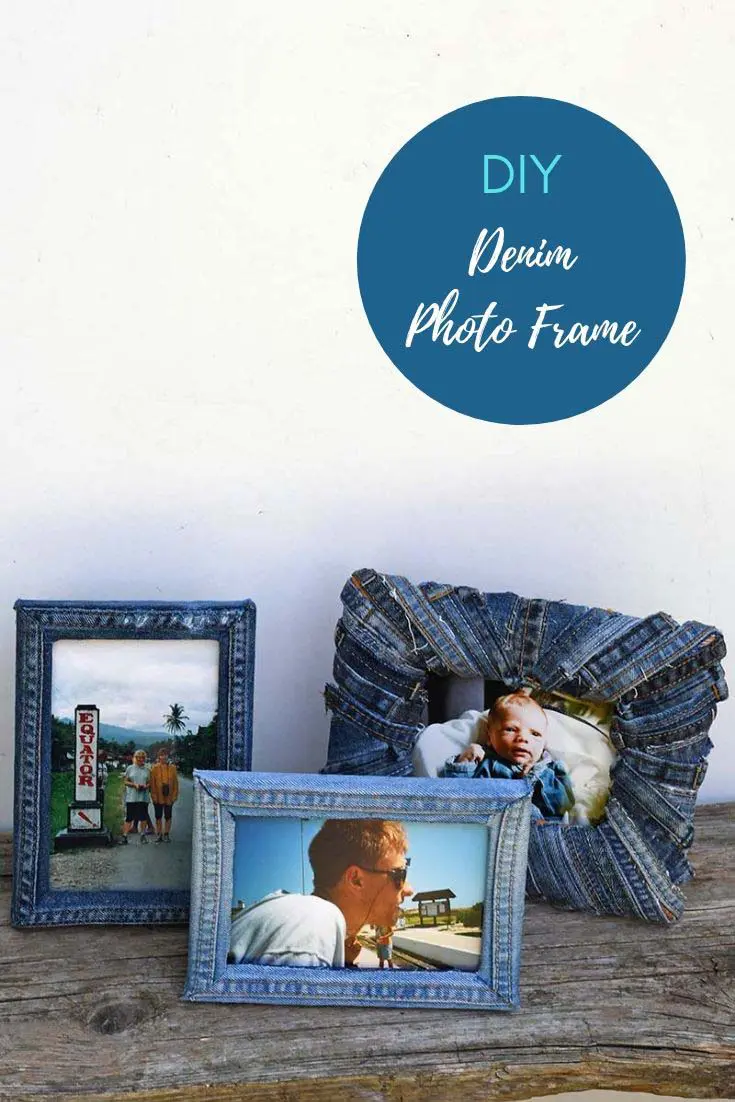 DIY photo frame upcycle using old jeans