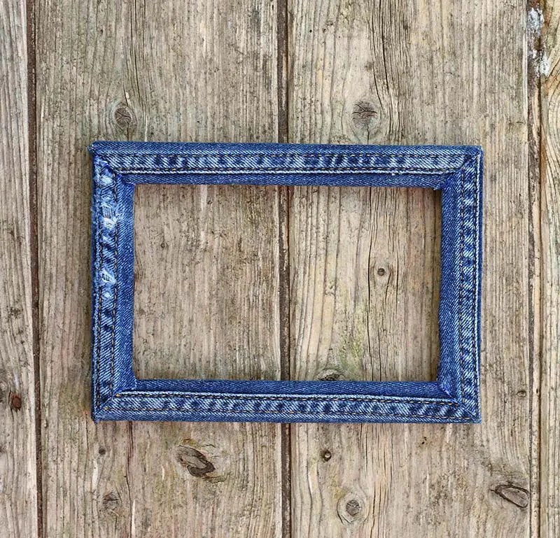 upcycled denim seams frame