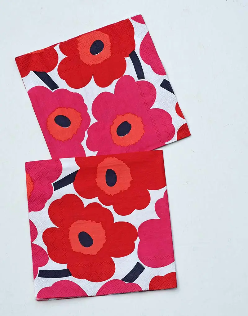 Marimekko Unikko napkins for DIY flower pillows