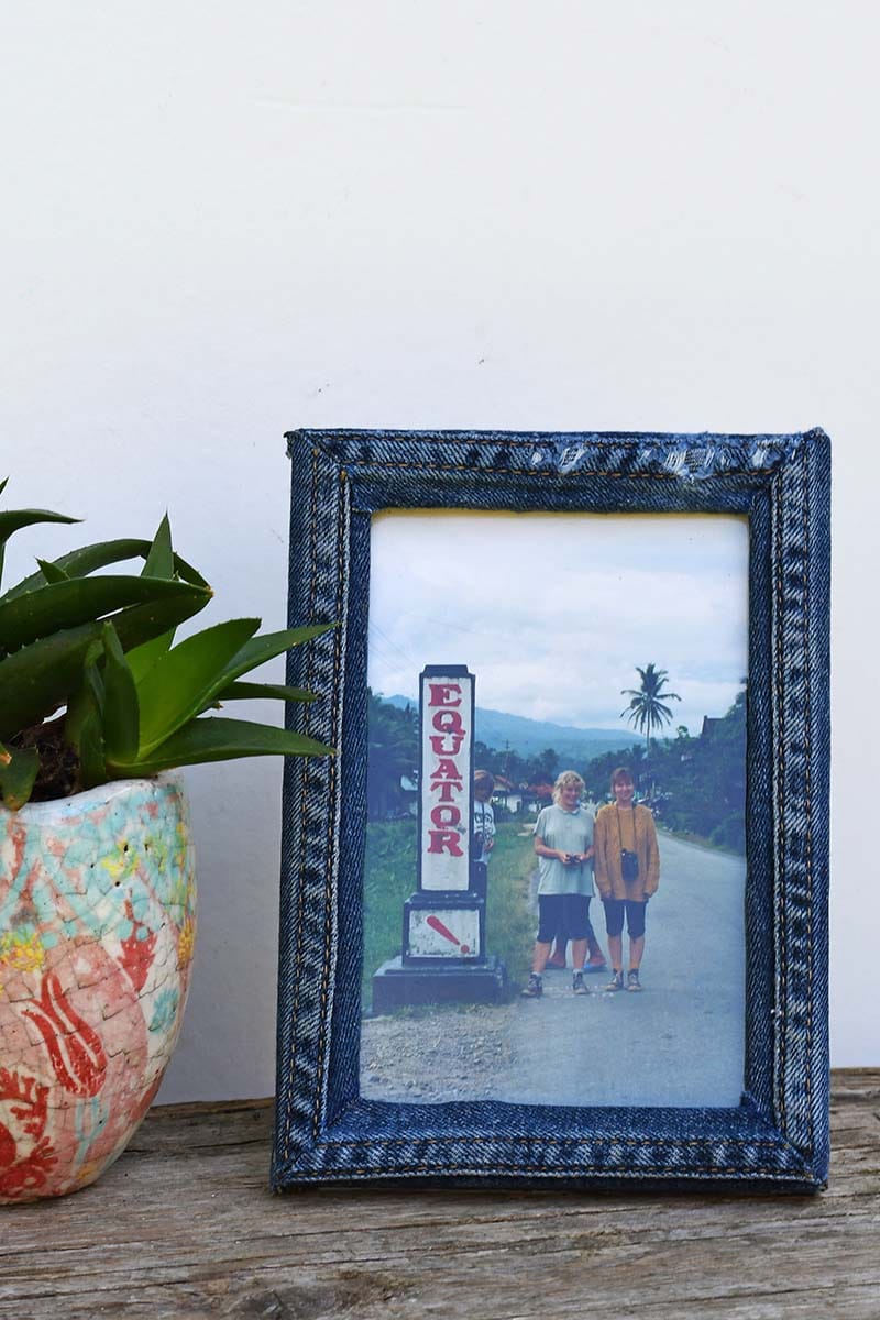 upcycled denim photo frame