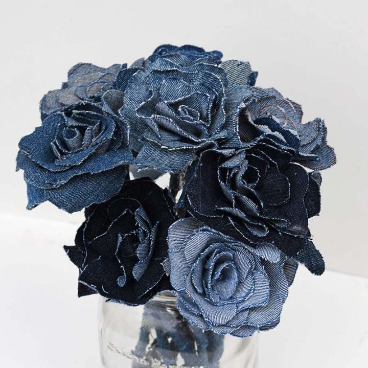 Pretty Upcycled Denim Flowers Bouquet 