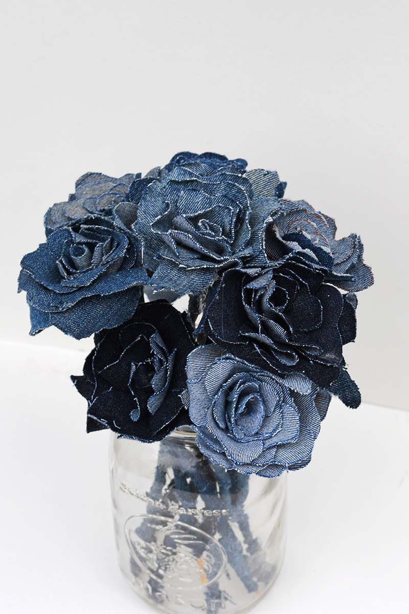 denim flower bouquet