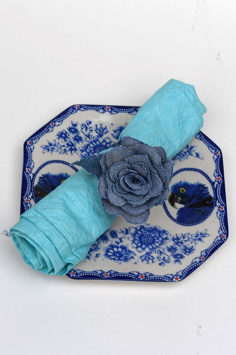 denim flower napkin ring