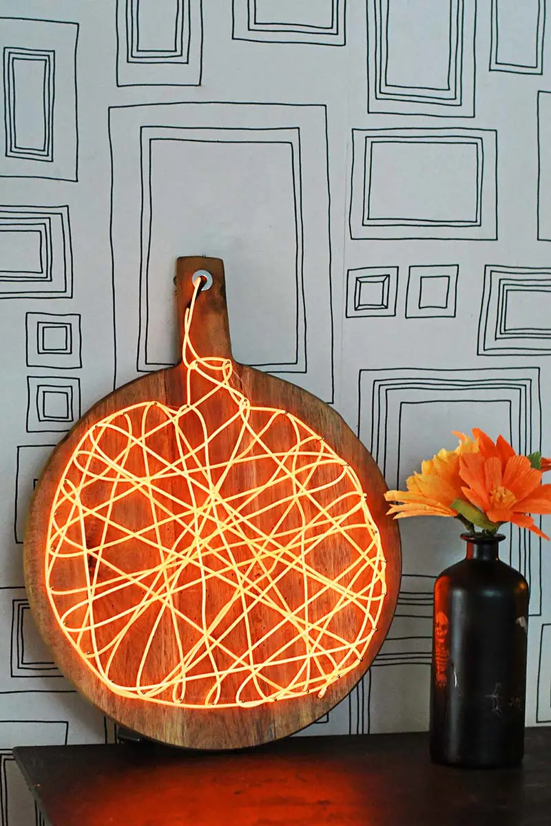 String art light-up pumpkin decoration