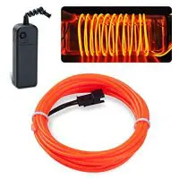 lychee EL Wire Neon Glowing Strobing Electroluminescent Light El Wire w/Battery Pack for Parties, Halloween Decoration (Orange, 15ft)