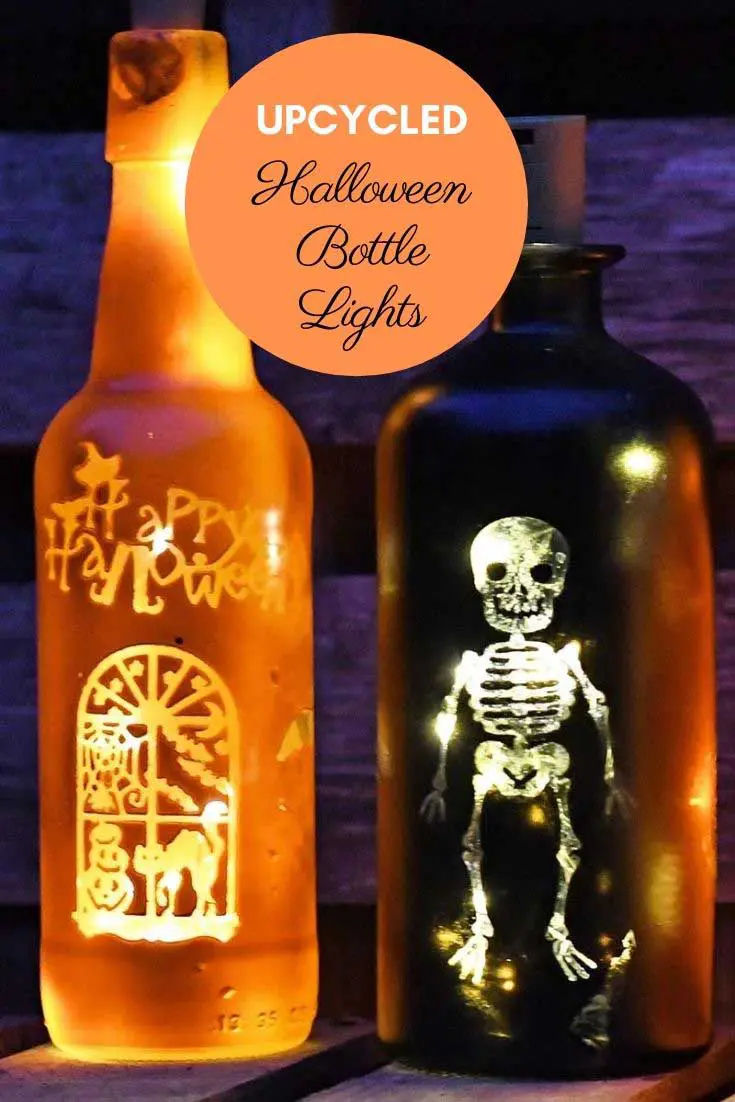 upcycled halloween bottle lights