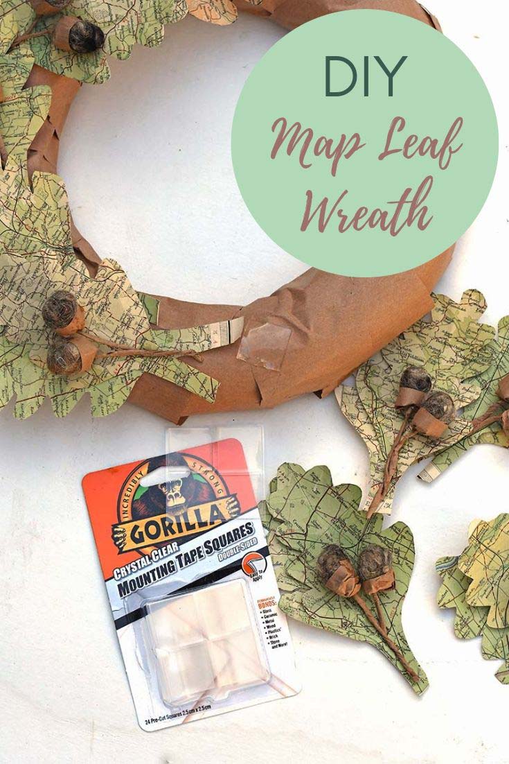 DIY map paper leaf wreath