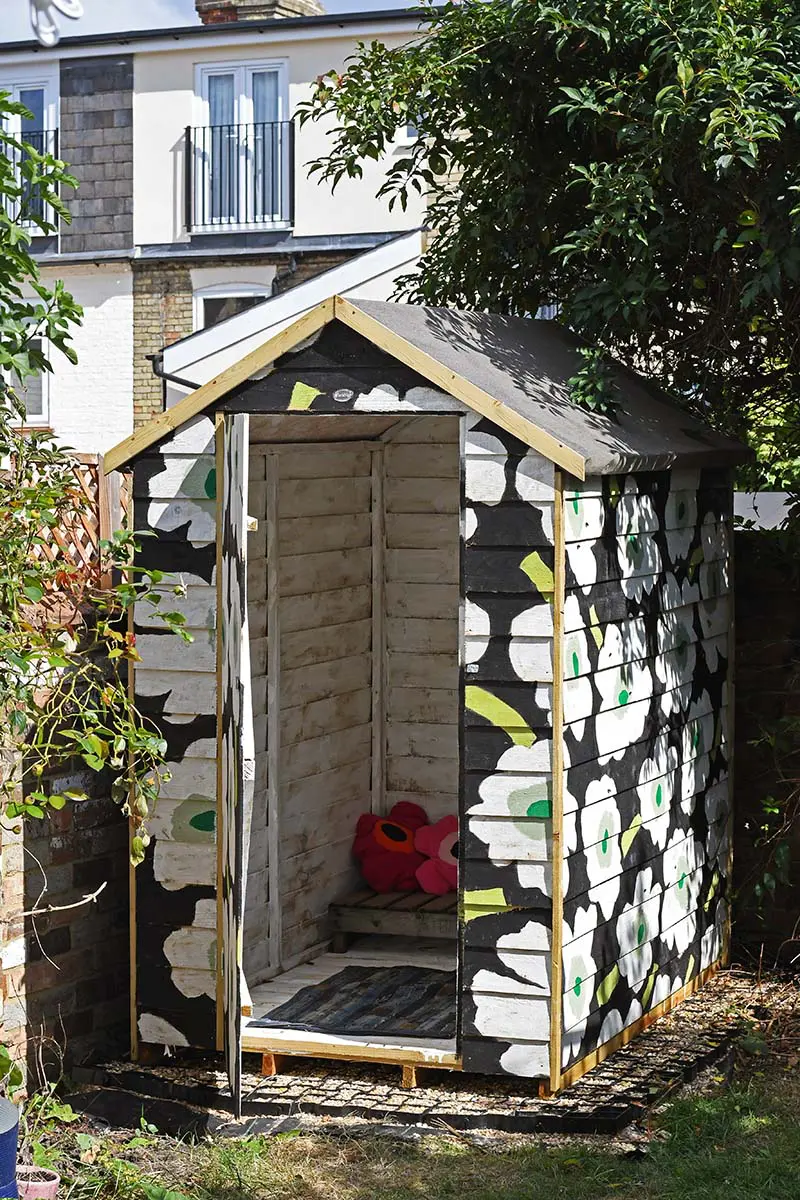 Painting a shed with colour and pattern